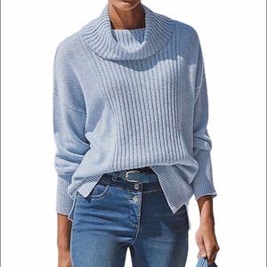 Sag Harbor Pastel Purple Cable Knit Sweater Size Medium Fold-Over Collar EUC